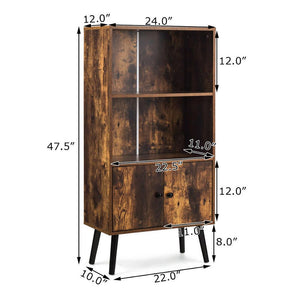 2-Tier Retro Bookshelf w/ Industrial Cabinet