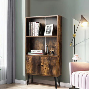 2-Tier Retro Bookshelf w/ Industrial Cabinet
