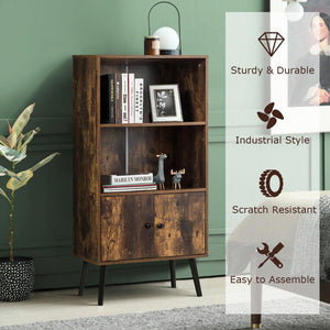 2-Tier Retro Bookshelf w/ Industrial Cabinet