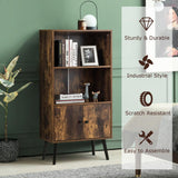 2-Tier Retro Bookshelf w/ Industrial Cabinet