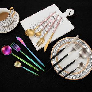 24pc Black & Gold Cutlery Set