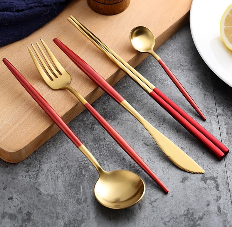 24pc Black & Gold Cutlery Set