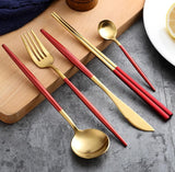 24pc Black & Gold Cutlery Set