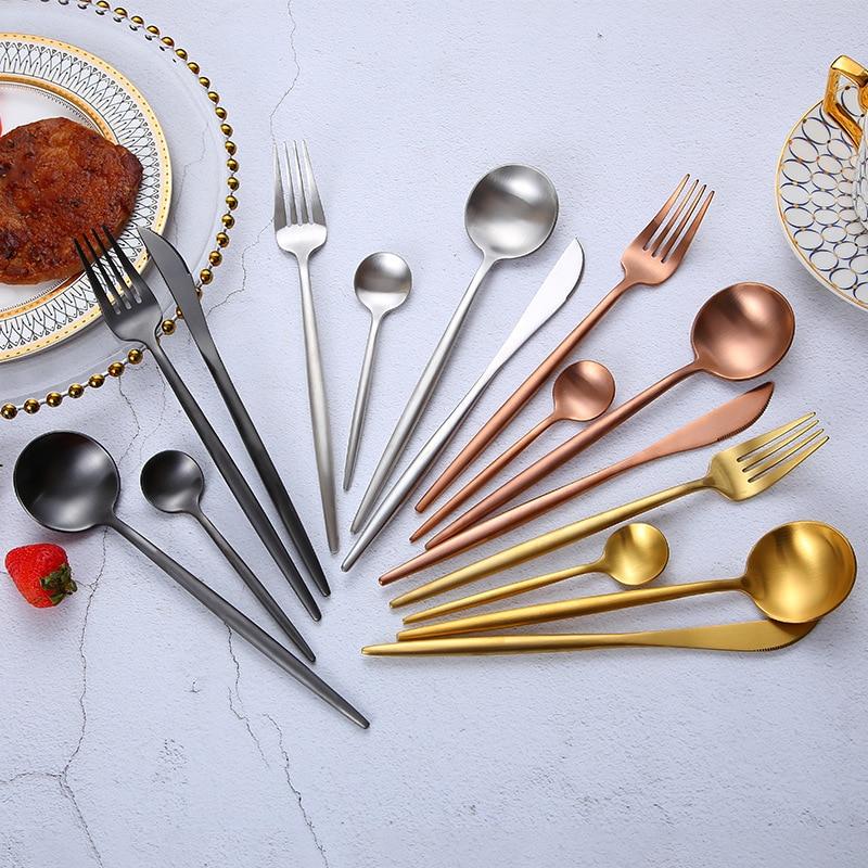 24pc Black & Gold Cutlery Set