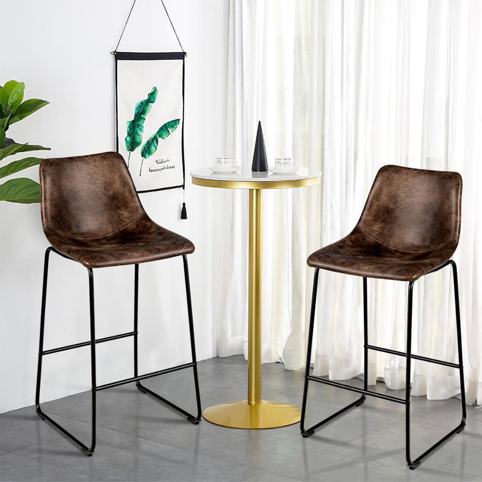 Faux Suede Bar Stool 2pc Set