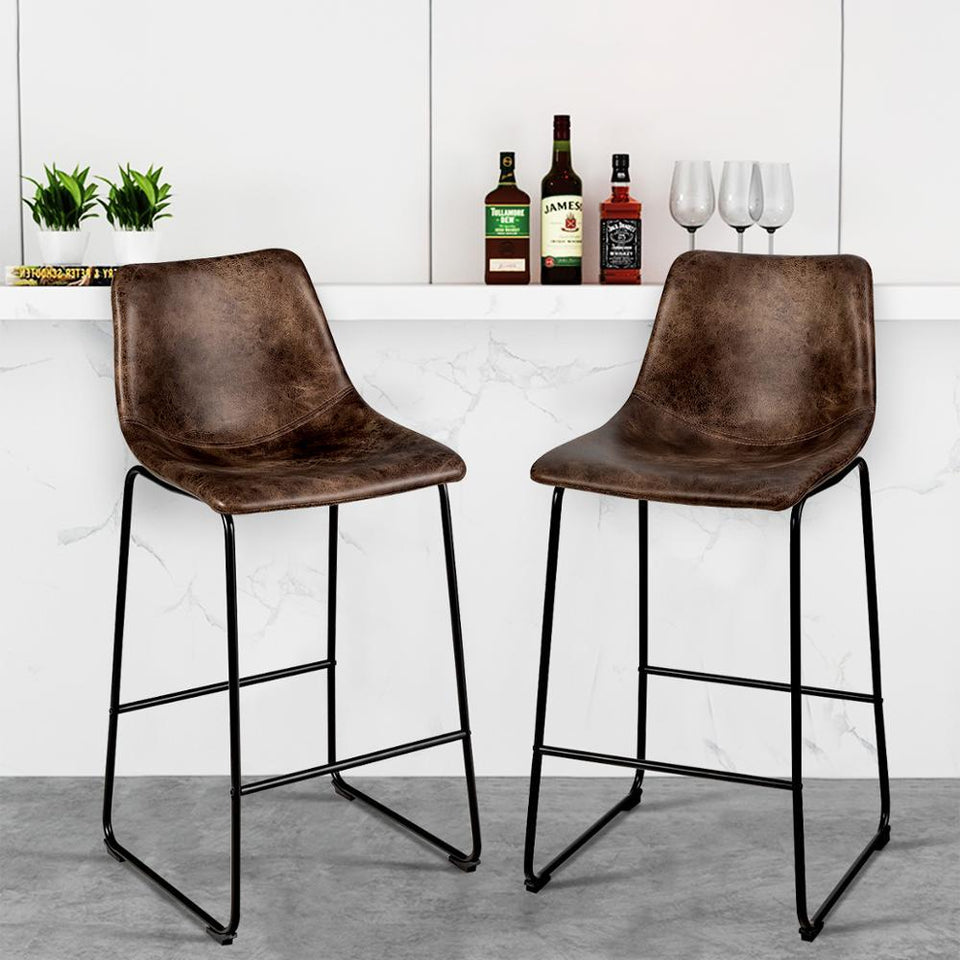 Faux Suede Bar Stool 2pc Set