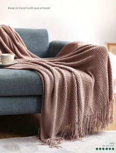 Knitted Plaid Throw Bedspread