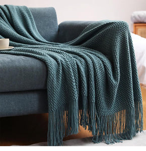 Knitted Plaid Throw Bedspread