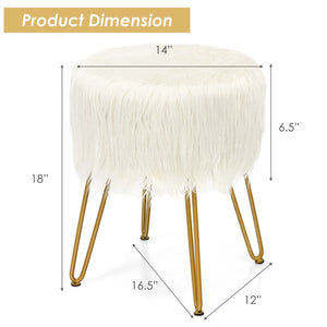 Faux Fur Vanity Stool (round)
