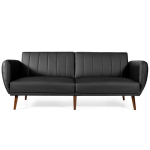 Convertible Futon Sofa Couch Sleeper w/Wood Legs