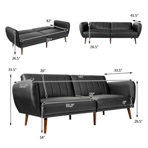 Convertible Futon Sofa Couch Sleeper w/Wood Legs