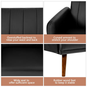 Convertible Futon Sofa Couch Sleeper w/Wood Legs