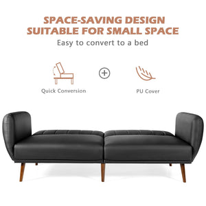 Convertible Futon Sofa Couch Sleeper w/Wood Legs
