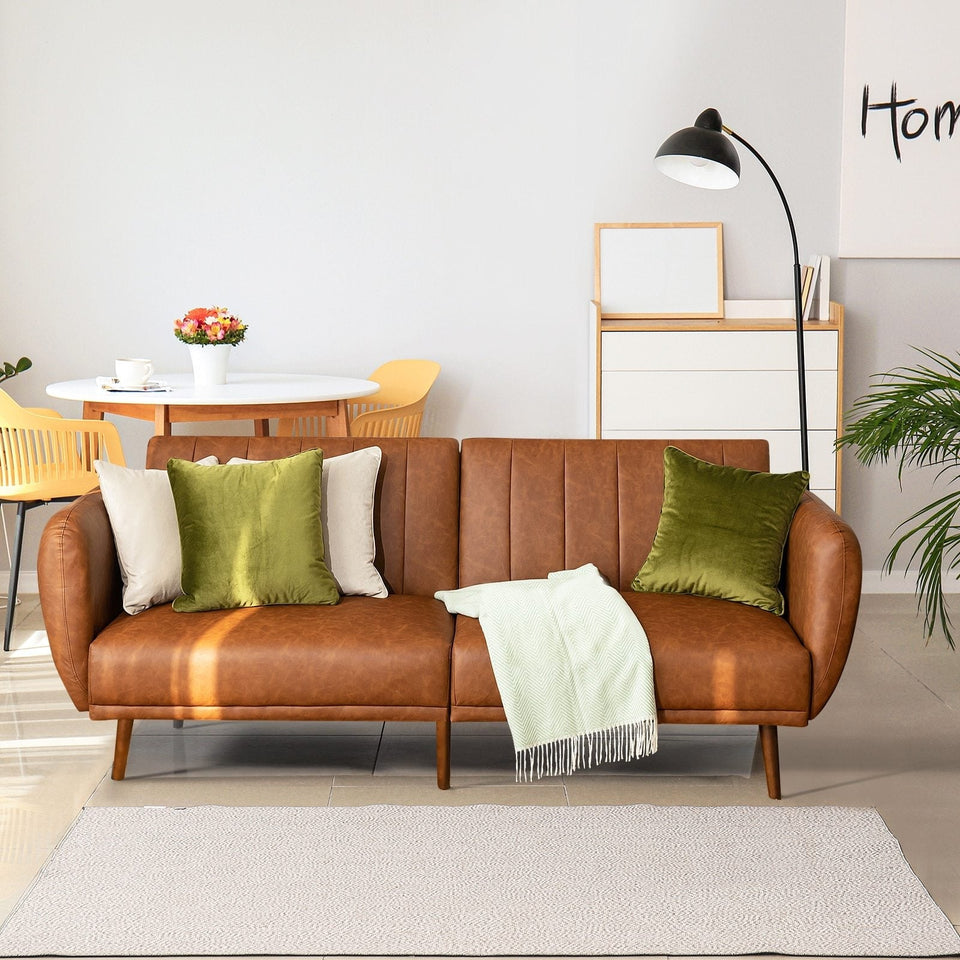 Convertible Futon Sofa Couch Sleeper w/Wood Legs
