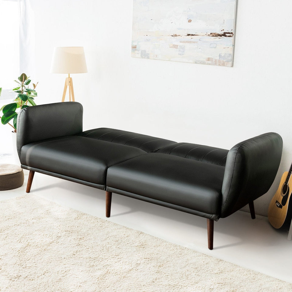 Convertible Futon Sofa Couch Sleeper w/Wood Legs