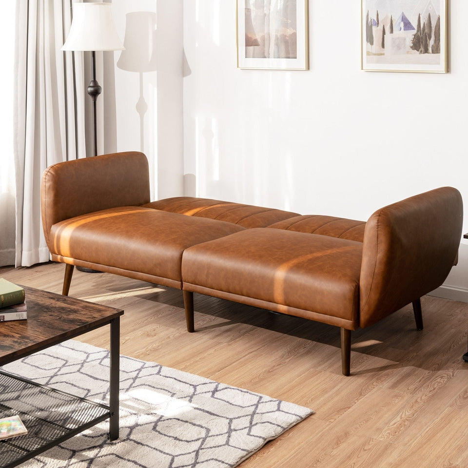 Convertible Futon Sofa Couch Sleeper w/Wood Legs