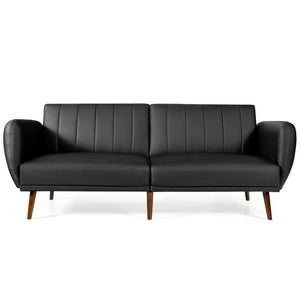 Convertible Futon Sofa Couch Sleeper w/Wood Legs