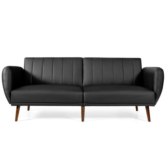 Convertible Futon Sofa Couch Sleeper w/Wood Legs