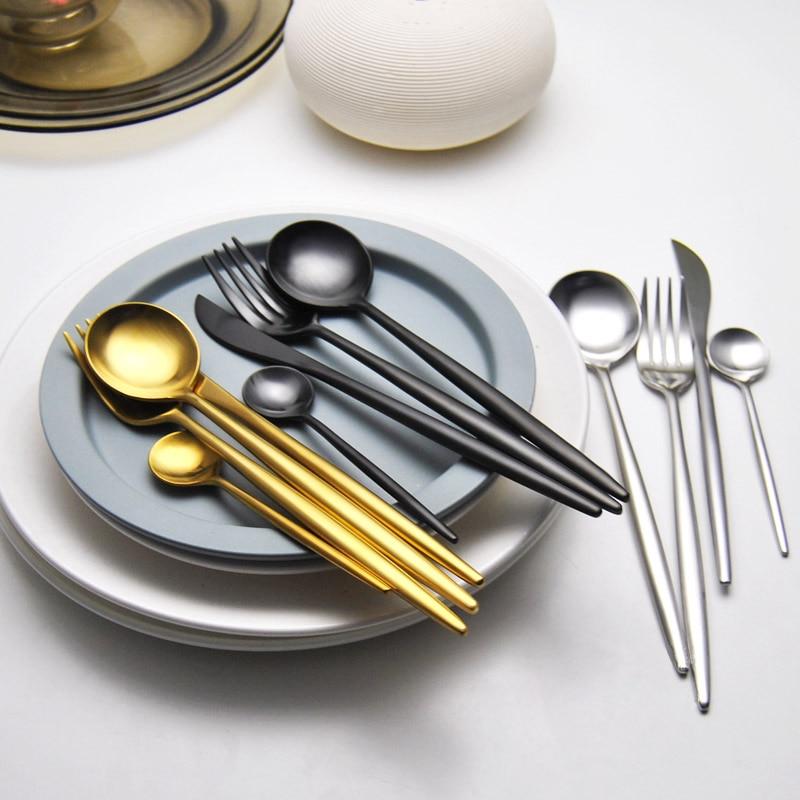 24pc Black & Gold Cutlery Set