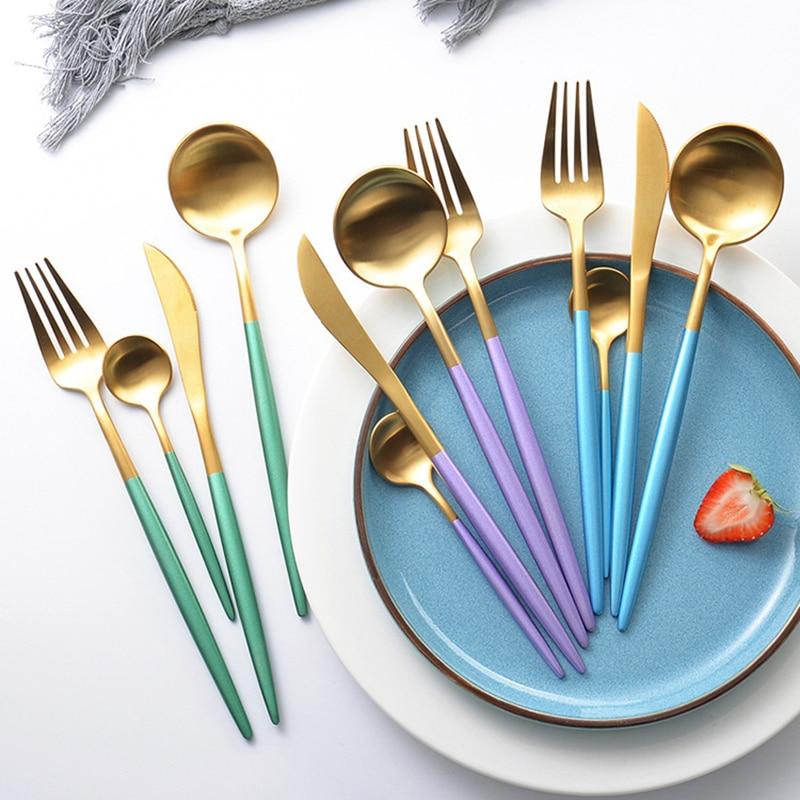 24pc Black & Gold Cutlery Set