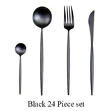 24pc Black & Gold Cutlery Set