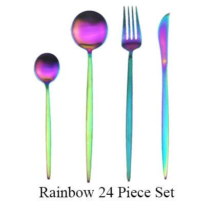 24pc Black & Gold Cutlery Set