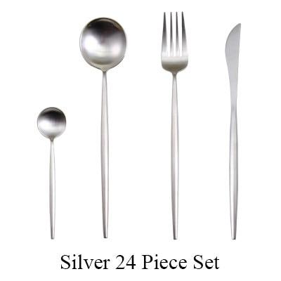 24pc Black & Gold Cutlery Set