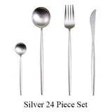 24pc Black & Gold Cutlery Set