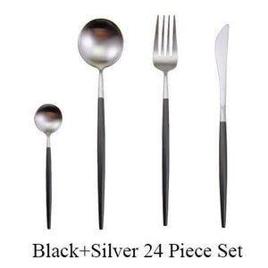 24pc Black & Gold Cutlery Set