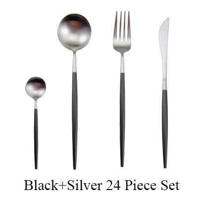24pc Black & Gold Cutlery Set