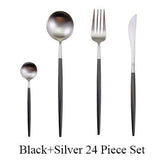 24pc Black & Gold Cutlery Set