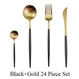 24pc Black & Gold Cutlery Set