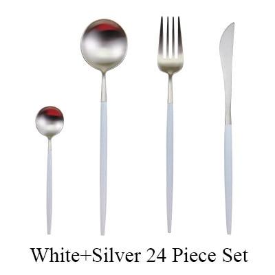 24pc Black & Gold Cutlery Set