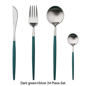24pc Black & Gold Cutlery Set