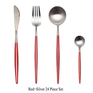 24pc Black & Gold Cutlery Set