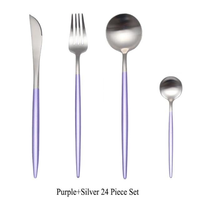 24pc Black & Gold Cutlery Set