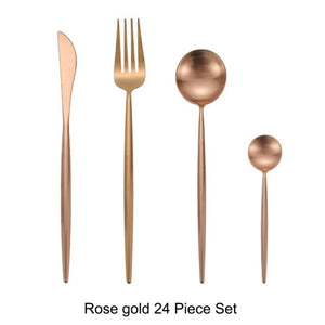 24pc Black & Gold Cutlery Set