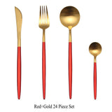 24pc Black & Gold Cutlery Set