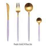 24pc Black & Gold Cutlery Set