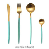 24pc Black & Gold Cutlery Set
