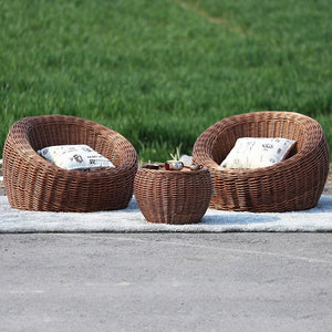 Weave Sofa Cane Set (Outdoor 2 Chairs & Tea Table)