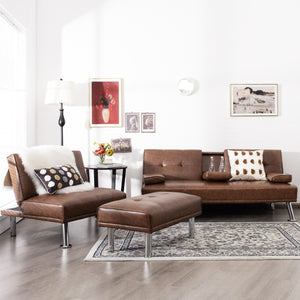 3-Piece Convertible Sectional Sofa