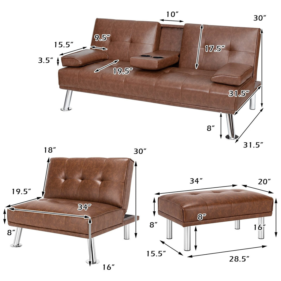 3-Piece Convertible Sectional Sofa
