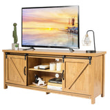 Wood TV Entertainment Center w/ Barn Doors Storage