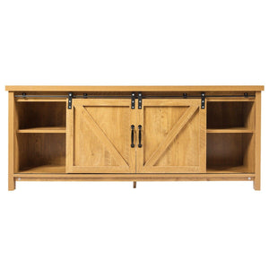Wood TV Entertainment Center w/ Barn Doors Storage