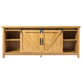 Wood TV Entertainment Center w/ Barn Doors Storage