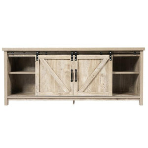 Wood TV Entertainment Center w/ Barn Doors Storage