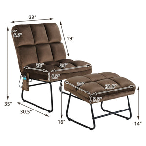 Velvet Massage Chair w/ Ottoman