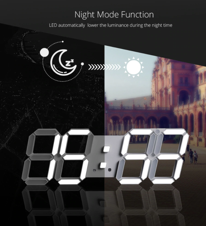 3D LED Digital Wall Clock