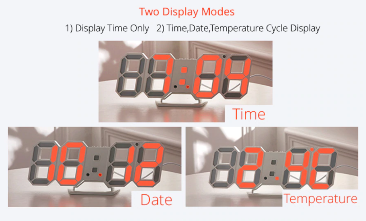 3D LED Digital Wall Clock